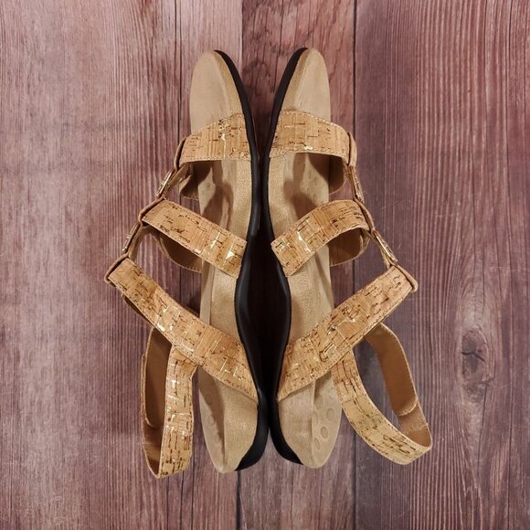 Vionic Amber Womens Size 10 Cork Adjustable Strap Strappy Sandals Tan Gold - Picture 8 of 16